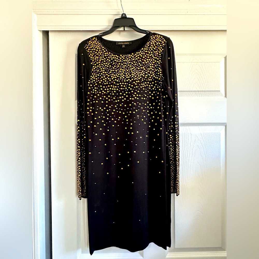 Cynthia Steffe Long Sleeved Studded and Rhinestone Dress
